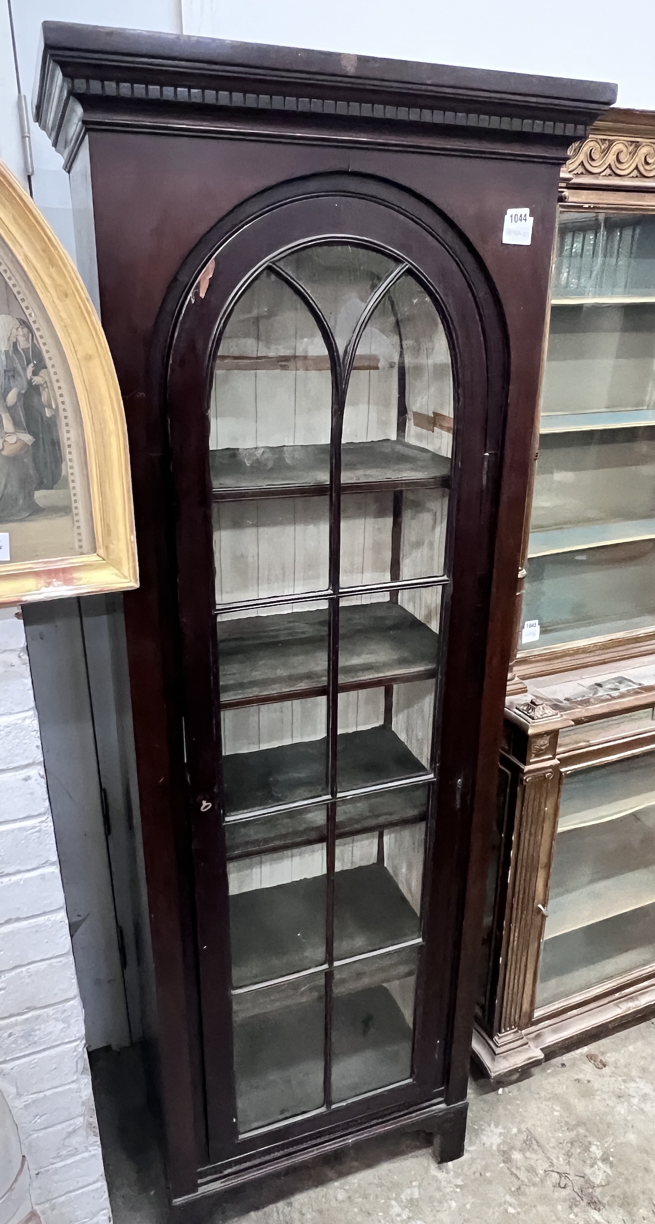 A tall mahogany glazed cabinet, width 66cm, depth 38cm, height 190cm